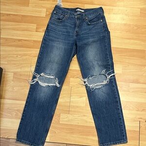 Levi's Women's Distressed Blue Straight Jeans